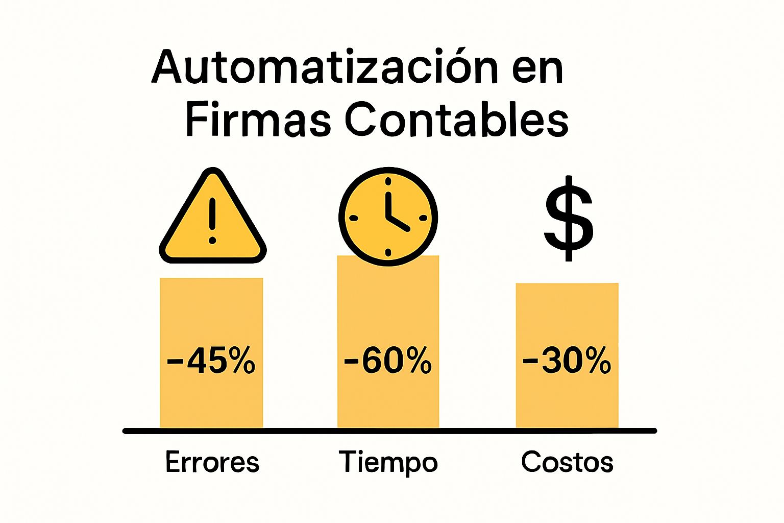 Infographic comparing error, time, and cost reduction through automation